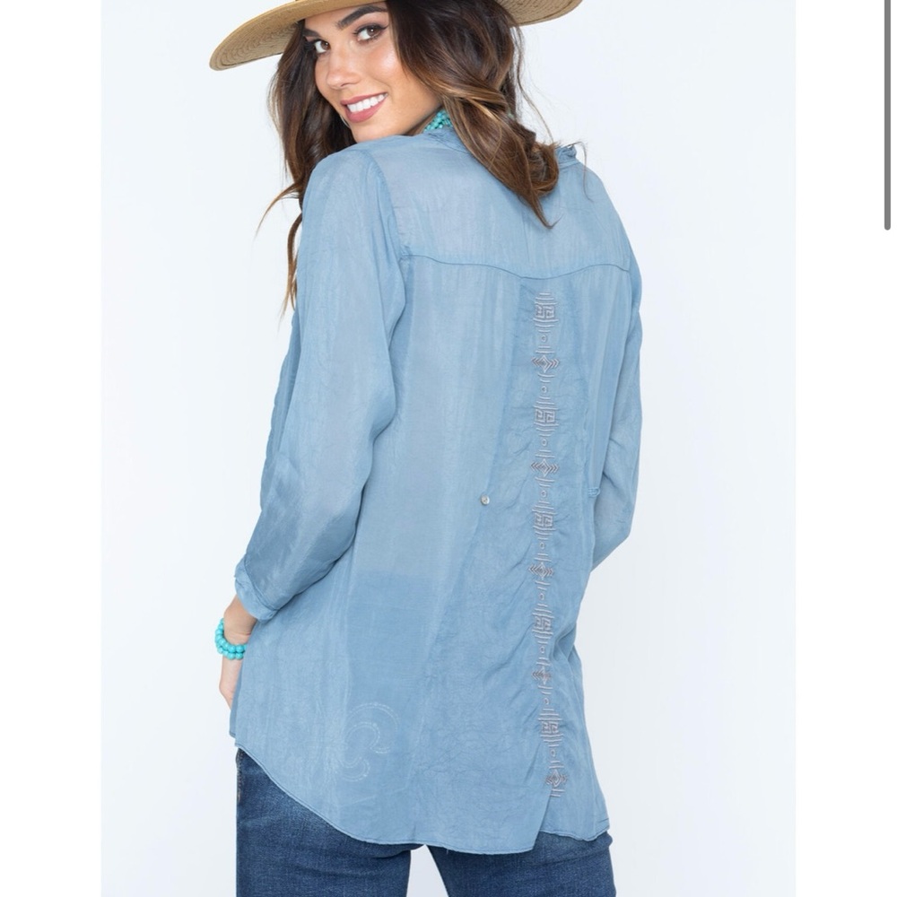 Ryan Michaels embroidered cupra rayon cowgirl top spring western fall